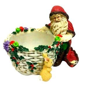 Vintage Potpourri Press Resin Santa Candy Dish with "Friends" Decor 1994